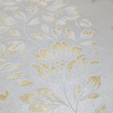 10180, NA0233 Taupe gray white gold metallic floral damask wave lines victorian wallpaper roll