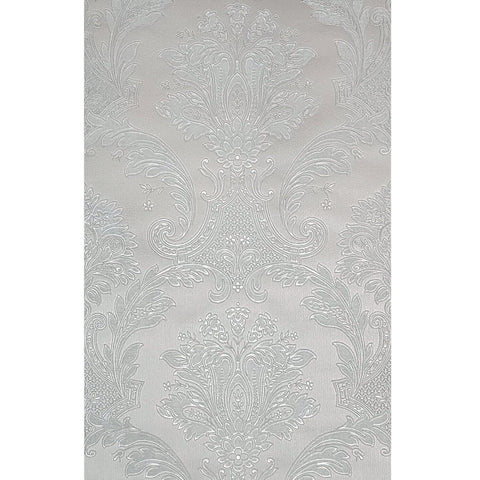 Z21734 Taupe tan gray silver metallic faux fabric damask textured Victorian wallpaper
