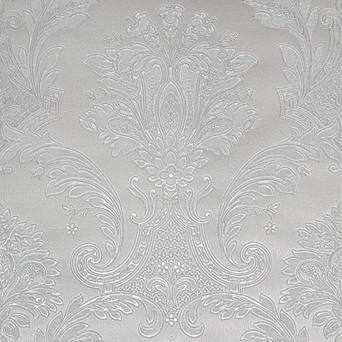 Z21734 Taupe tan gray silver metallic faux fabric damask textured Victorian wallpaper