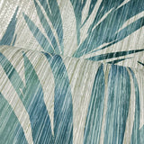 EH71904 Taupe tan gray teal green botanical palm leaf floral leaves modern Wallpaper 3D