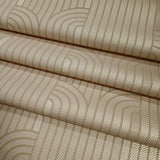 Z76042 Textured Rose gold metallic beige art deco lines faux fabric wallpaper rolls 3D