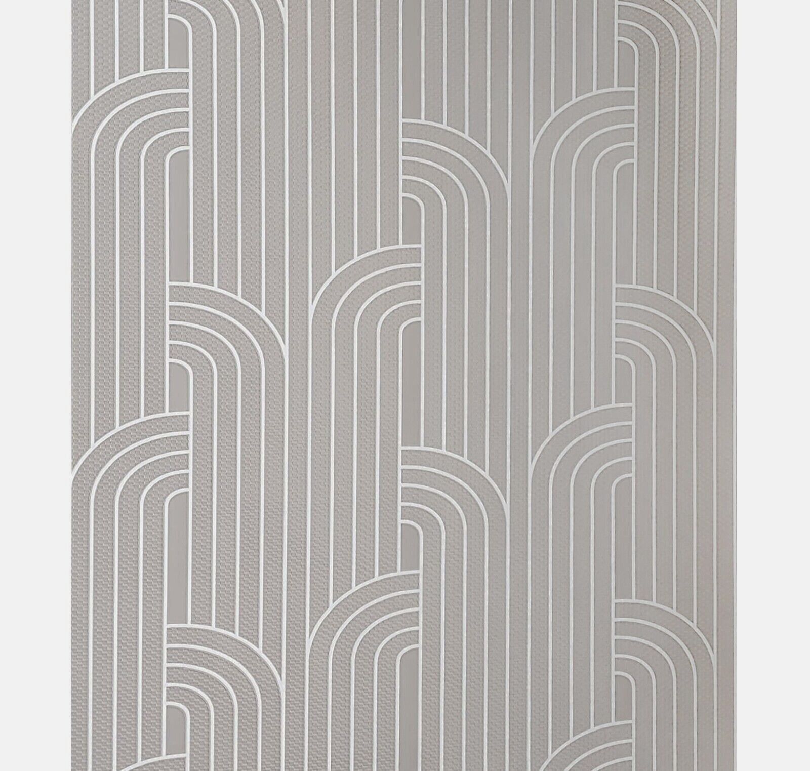 Grey Bold Art Deco Fan Wallpaper R8372, Size: Double Roll, Gray