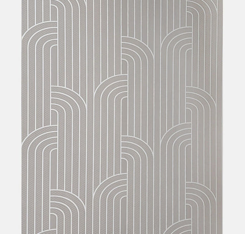 Grey Bold Art Deco Fan Wallpaper R8372, Size: Double Roll, Gray
