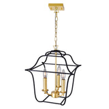 Tudor 3 Light Pendant With Satin Gold & Black Finish