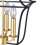 Tudor 3 Light Pendant With Satin Gold & Black Finish