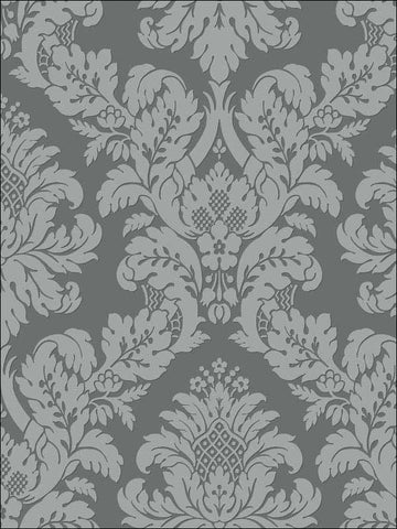 UK10435 Damask Grey Silver Glitter Wallpaper