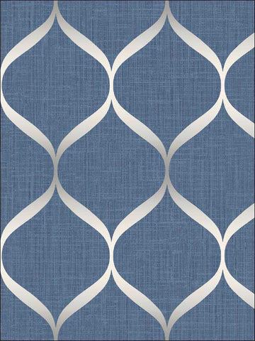 UK21202 Geometric Trellis Denim Metallic Wallpaper