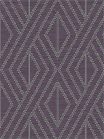 UK30519 Geo Diamond Plum Metallic Wallpaper