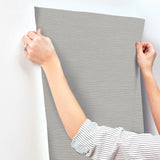 UW1070N Oasis Grey Faux Grasscloth Wallpaper