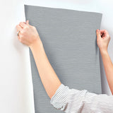 UW1071N Oasis Blue Faux Grasscloth Wallpaper