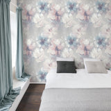 VE3002 Classical Floral All-over Grey Wallpaper
