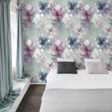 VE3004 Classical Floral All-over Blue Wallpaper