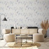VE3306 Classical Floral All-over Blue Wallpaper