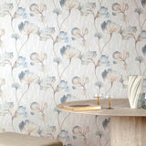  VE3307 Classical Floral All-over Blue Wallpaper