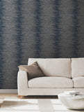 VR1503 Operetta Navy Metallic Columns Wallpaper