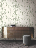 VR1510 Ginkgo Silhouette Sage Cork Wallpaper