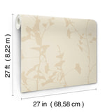 VR1511 Ginkgo Silhouette Neutral Cork Wallpaper