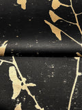 VR1512 Ginkgo Silhouette Black Gold Cork Wallpaper