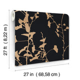 VR1512 Ginkgo Silhouette Black Gold Cork Wallpaper