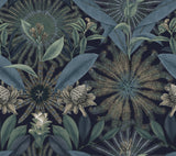 VR1532 Enchanted Garden Navy Tropical Wallpaper