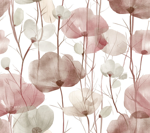 VR1536 Cotswolds Poppies Red Floral Wallpaper
