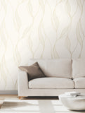VR1546 Society Hill White Abstract Leaf Wallpaper