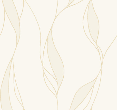 VR1546 Society Hill White Abstract Leaf Wallpaper