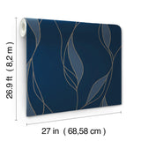VR1548 Society Hill Navy Abstract Leaf Wallpaper