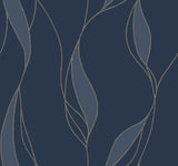 VR1548 Society Hill Navy Abstract Leaf Wallpaper