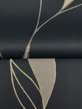  VR1549 Society Hill Black Abstract Leaf Wallpaper