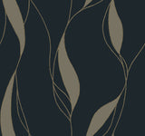  VR1549 Society Hill Black Abstract Leaf Wallpaper