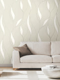 VR1550 Society Hill Dove Abstract Leaf Wallpaper