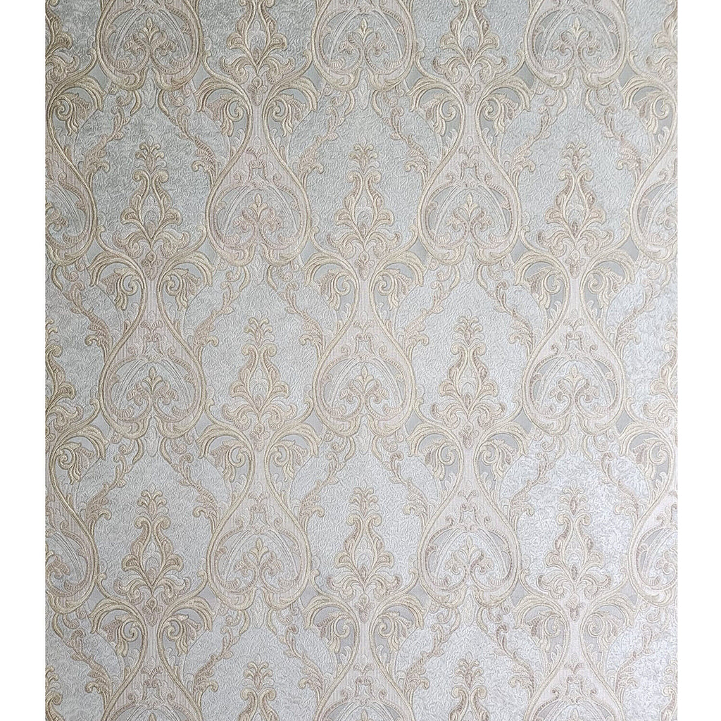 M25004 Victorian silver gray brass gold metallic ogee damask textured ...