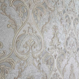 M25004 Victorian silver gray brass gold metallic ogee damask textured Wallpaper roll 3D