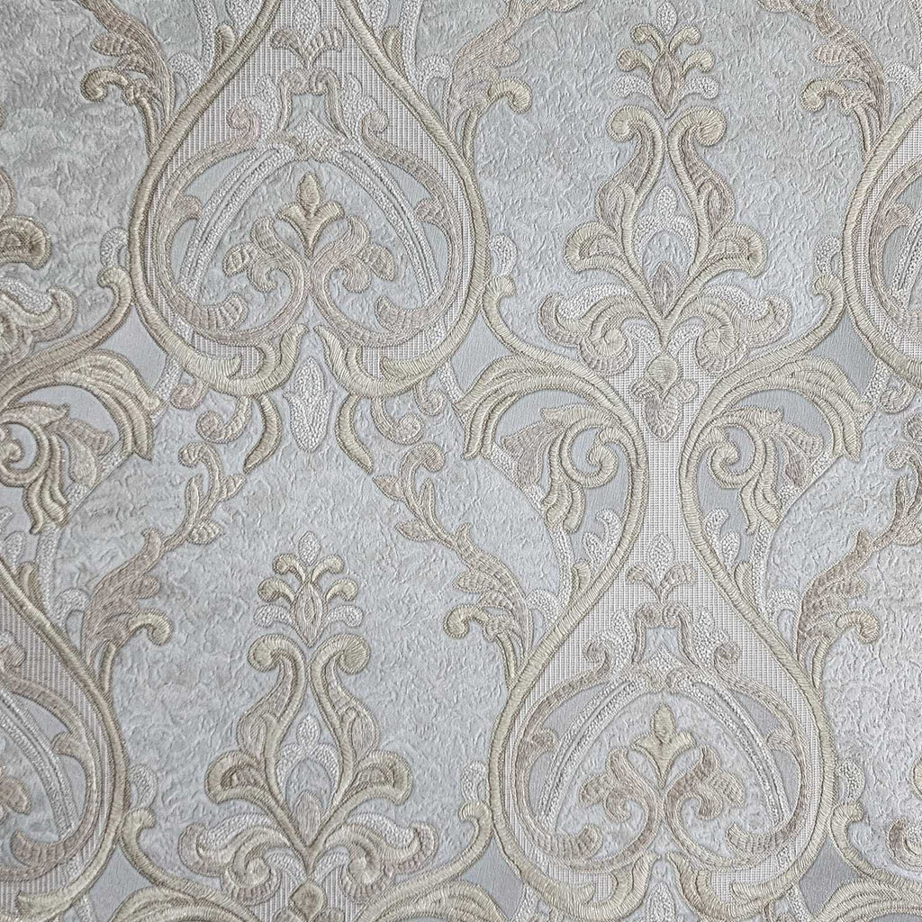 M25004 Victorian silver gray brass gold metallic ogee damask textured ...