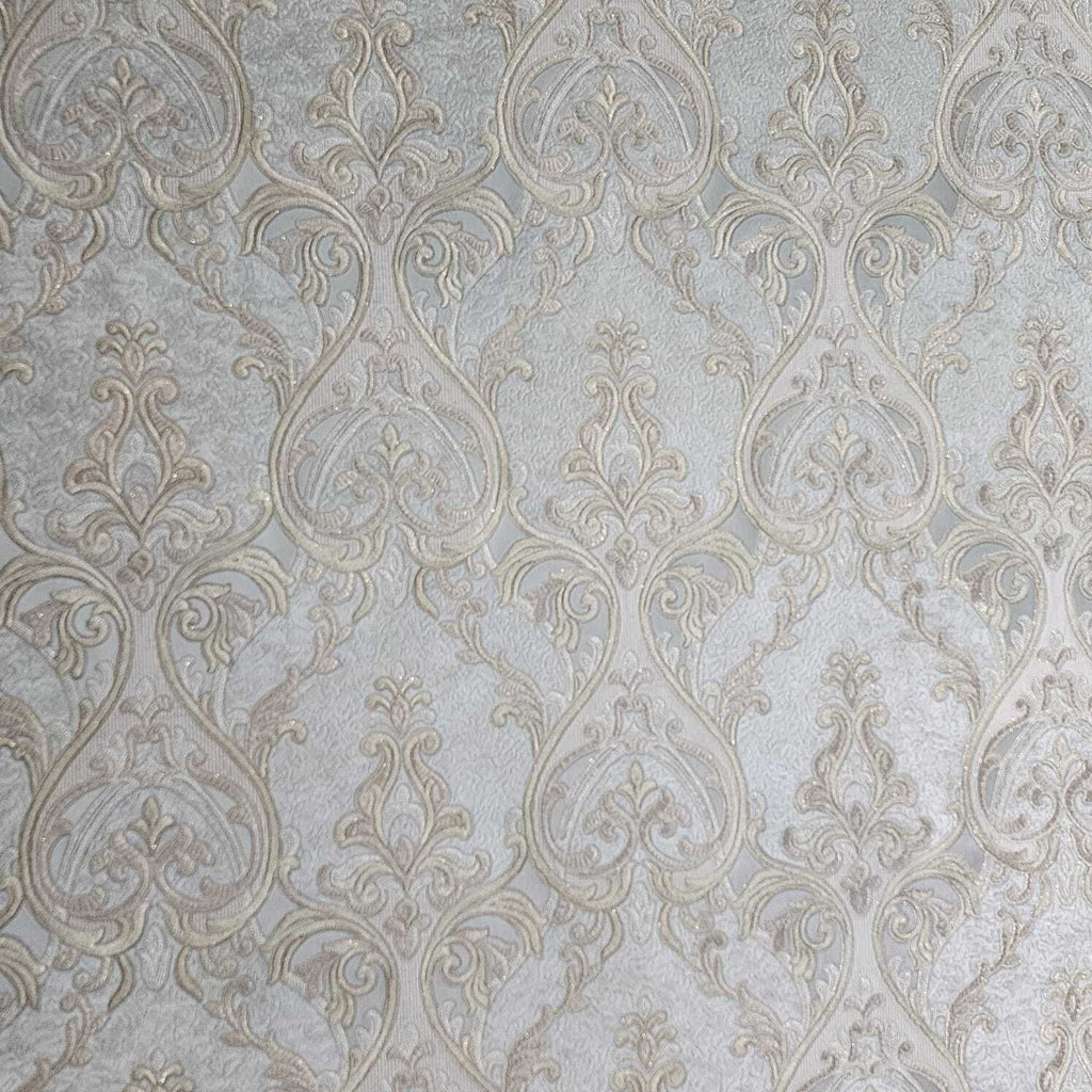 M25004 Victorian silver gray brass gold metallic ogee damask textured ...