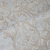 M25004 Victorian silver gray brass gold metallic ogee damask textured Wallpaper roll 3D