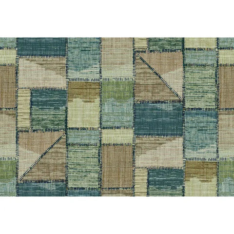 W3626.1635 Patchwork Teal Modern Wallpaper