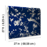 W3714.5 Blue Chinoiserie Wallpaper