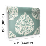 W3726.3 Damask Teal Wallpaper