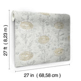 W3743.11 Ronald Redding Kravet Design Gold Botanical Florals Wallpaper