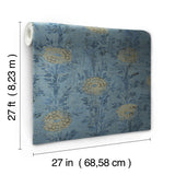 W3743.5 Ronald Redding Kravet Design Blue Botanical Florals Wallpaper