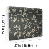 W3772.8 Black Botanical Florals Wallpaper