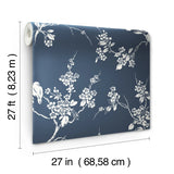 W3773.50 Flora Fauna Blue Wallpaper