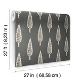 W3775.8 Charcoal Botanical Florals Wallpaper