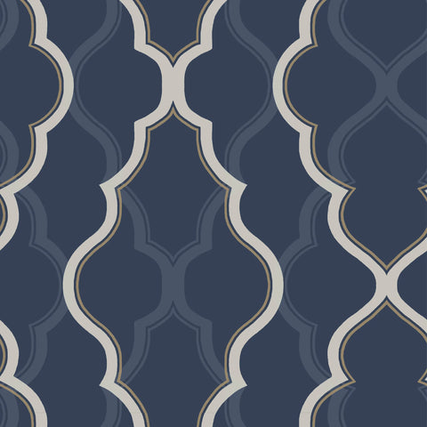 W3799.50 Damask Dark Blue Wallpaper  
