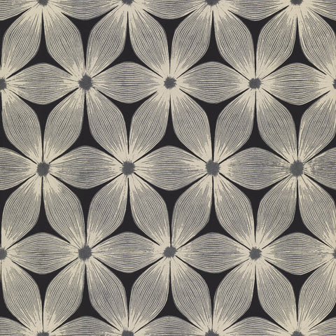 W3800.8 Black Botanical Florals Wallpaper