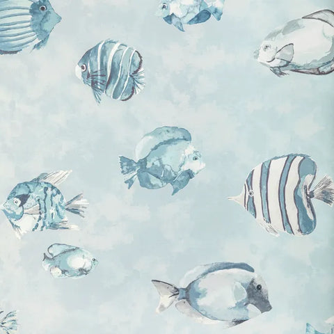 W3847.15 Great Reef Wp Blue Nautical Wallpaper