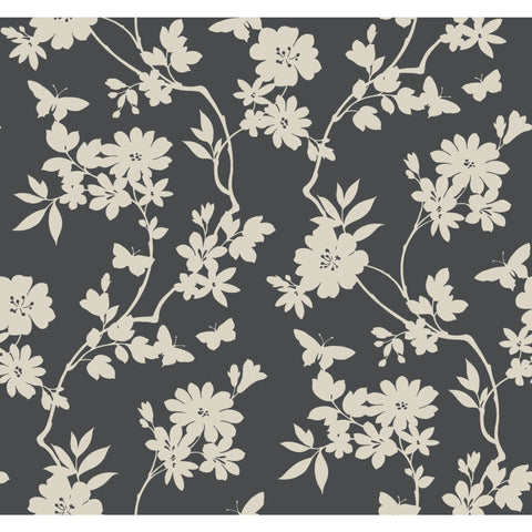 W3870.21 Black Floral Kravet Design Wallpaper 
