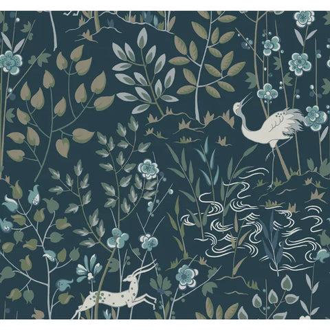  W3912.51 Blue Animals Wallpaper 